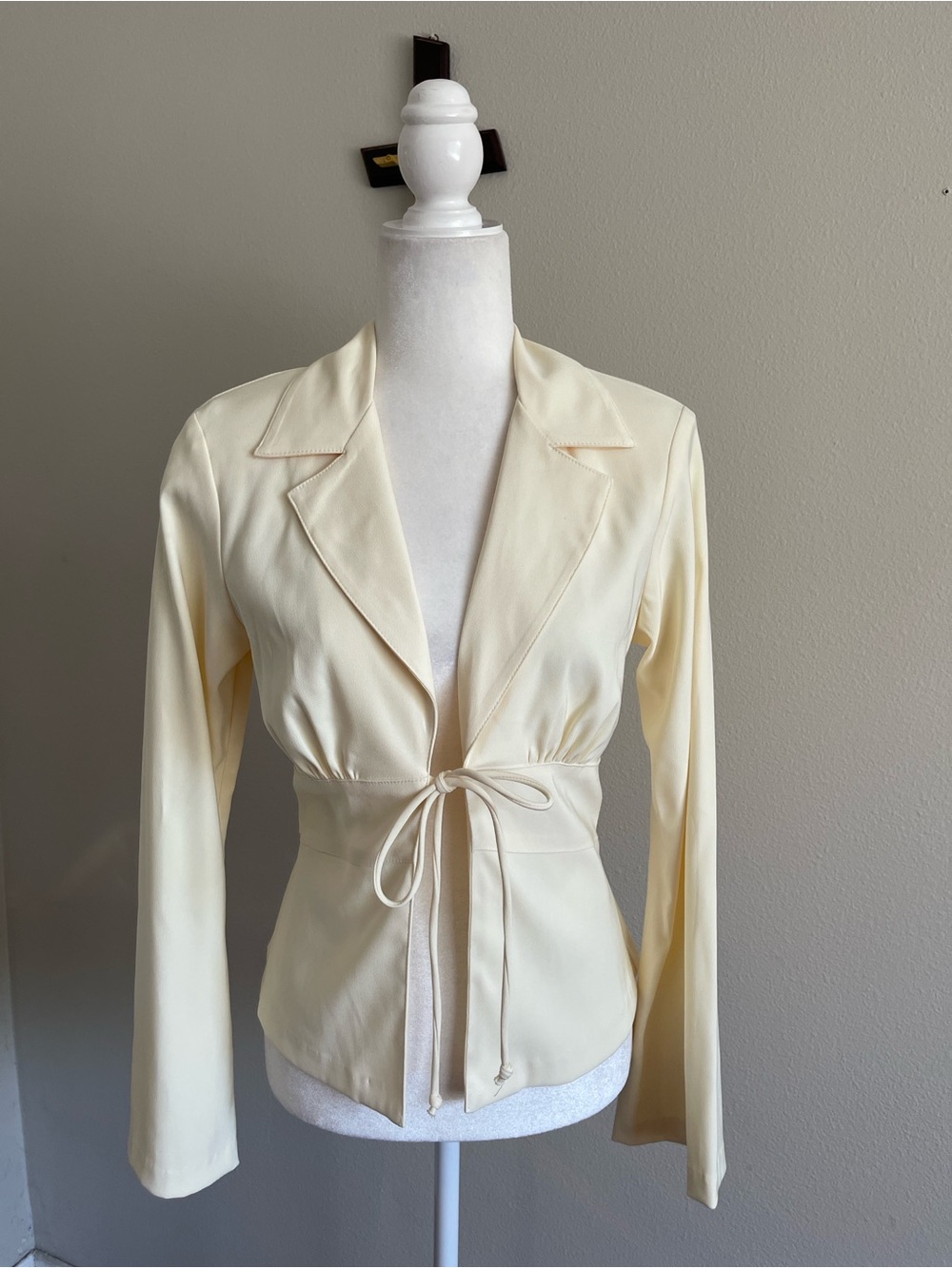 Wrapper Cream Tie-Front Women's Blazer